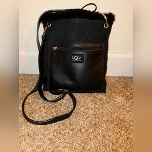 UGG Shearling Black Suede Shoulder Crossbody Bag